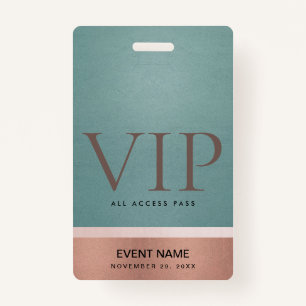 BADGE ROSE OR BLUSH ROSE AQUA VIP ÉVÉNEMENT ACCÈS PASS