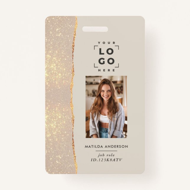 Badge Rose or naturel rose moderne ceinture élégante bad (Devant)