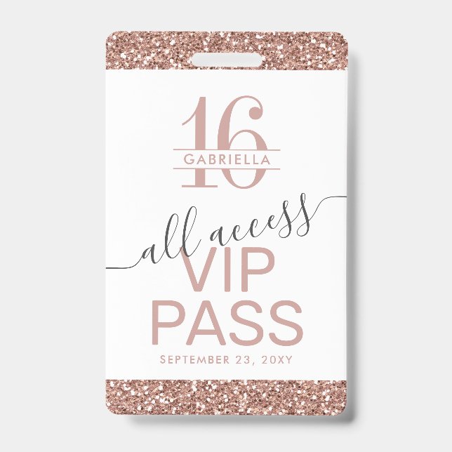 Badge Rose or rose blanc doux 16 Invitation VIP (Front)