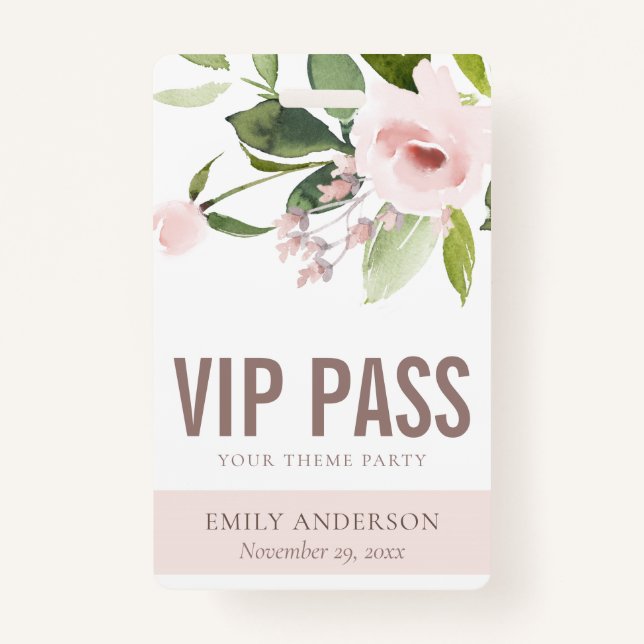 BADGE ROSE ROSE ROSE ROSE FLORALE VIP N'IMPORTE QUEL THÈ (Devant)