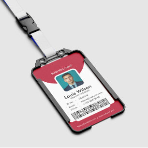 Badge Rouge   ID d'employé personnalisable Sécurité d'en