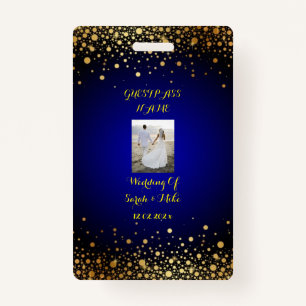 Badge Royal Blue and Gold Mariage Guest Pass