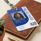 Royal Blue Modern & Minimal Press Pass ID photo