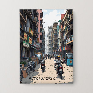 Badge Rue animée du centre de Kolkata, Inde