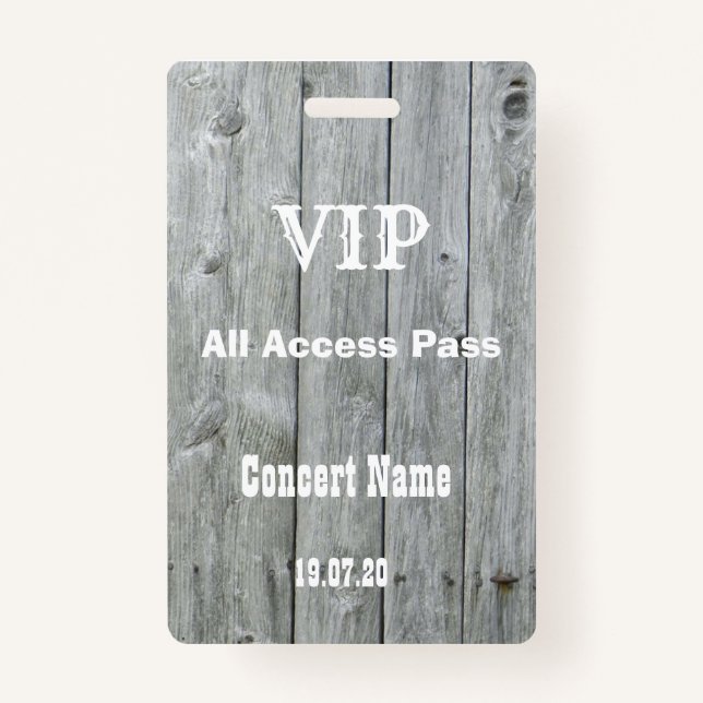 Badge Rustic Country VIP All Access Pass Insigne de conc (Devant)