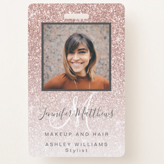 Badge Salon de coiffure rose Gold Parties scintillant ph (Créateur téléchargé)
