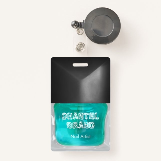 Badge Salon d'esthéticienne moderne à la mode turquoise  (Front with Retractable)