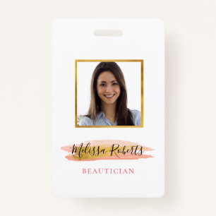 Badge salon tendance or et rose