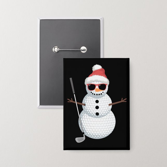 Badge Santa Snowman Golf Ball Christmas Golfer Gift  (Recto/Verso)