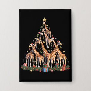 Badge Sapin de Noël Girafe Santa Ferme de faune africain