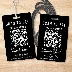 Badge Scanner pour payer 2 Codes QR de paiement Réseaux