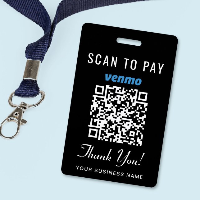 Badge Scanner pour payer le code QR Venmo noir (Scan to Pay Venmo QR Code Black Badge)