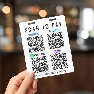 Badge Scanner pour payer les codes QR Venmo PayPal CashA