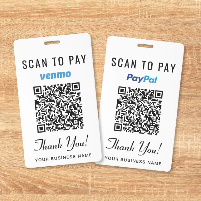 Badge Scannez pour payer Venmo PayPal Code QR Paiement C (Scan to Pay Venmo PayPal QR Code Business Payment Badge)