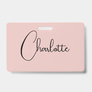 Badge Script de calligraphie minimaliste Nom Rose Or