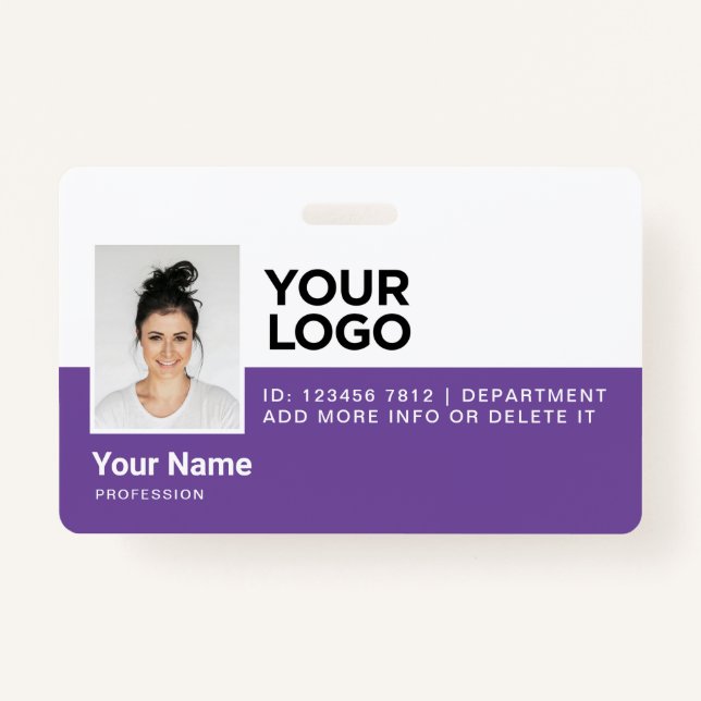 Badge Sécurité de l'ID photo moderne de l'employé pourpr (Devant)