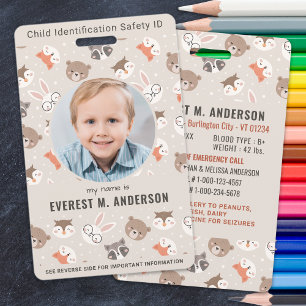 Badge Sécurité des enfants Enfants d'urgence Identificat
