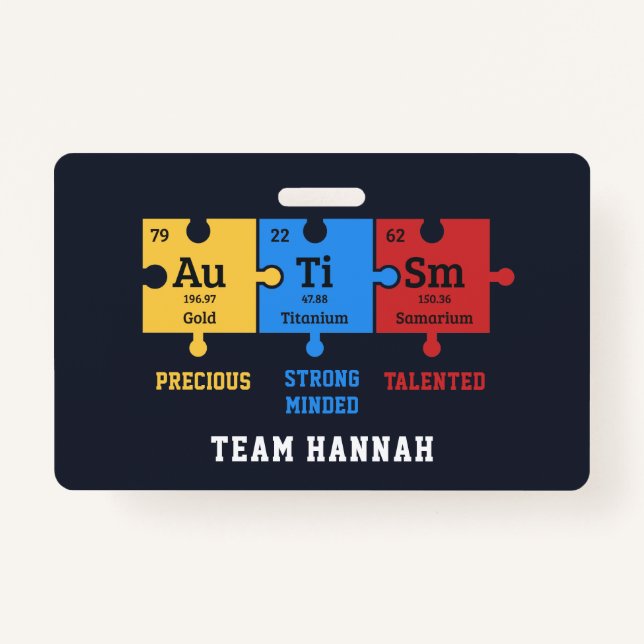 Badge Sensibilisation sur l'autisme Puzzles Nom d'équipe (Devant)