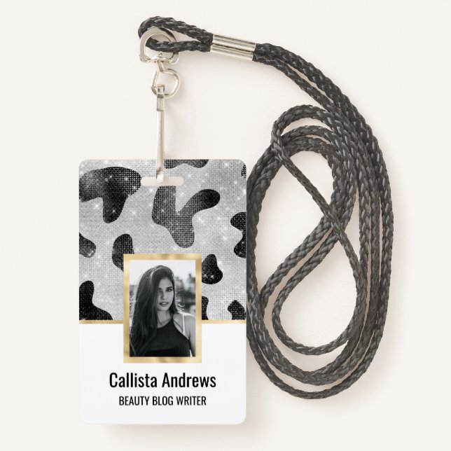 Badge Séquins de Parties scintillant brillant noir brill (Devant avec lanière)