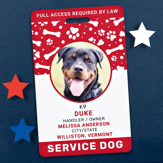 Badge Service Chien Empreintes de pattes rouges personna (Créateur téléchargé)
