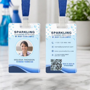 Badge Service de nettoyage professionnel bleu blanc mode