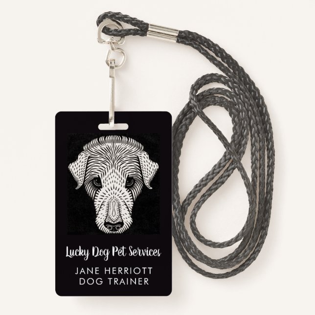 Badge Services aux animaux de compagnie de l'entraîneur  (Devant avec lanière)