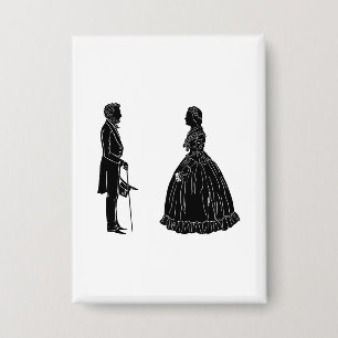 Badge silhouette d'abraham lincoln et de mary todd linco