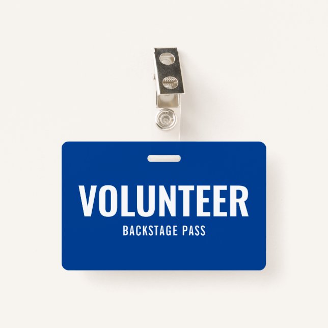 Badge Simple carte de volontaire bleu insigne d'identifi (Devant avec clip)