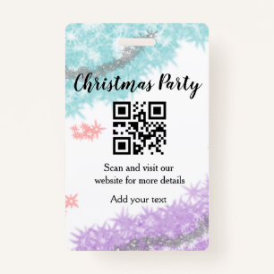 Badge Simple christmas party website barcode QR add name