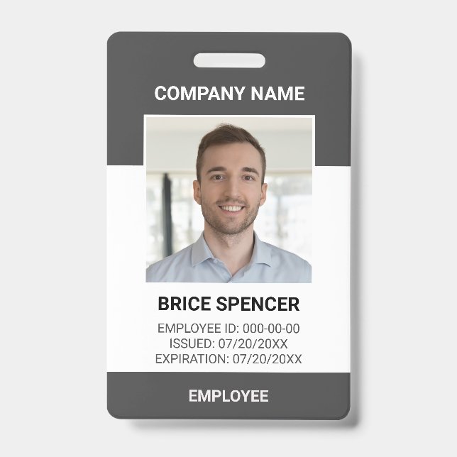 Badge simple et moderne d'ID photo de l'employé (Face)