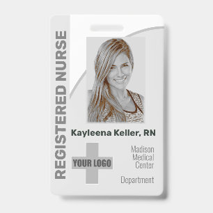 Badge Simple Logo Code Barres ID Infirmière Diplômée