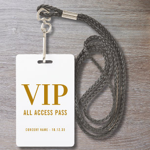 Badge Simple Modern Gold Script VIP All Access Pass