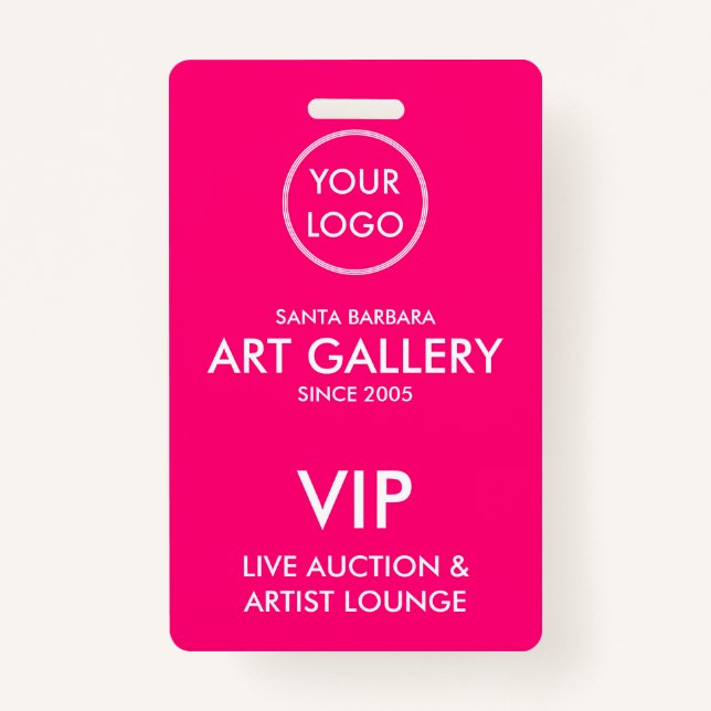 Badge Simple Moderne Magenta Ajouter Logo Enchère VIP Pa (Devant)