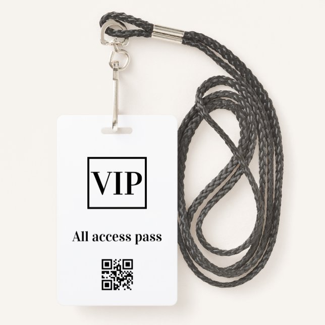 Badge simple vip all accès pass nom de concert occassion (Devant avec lanière)