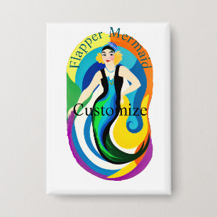 Badge Sirène Colorée Flapper Thunder_Cove