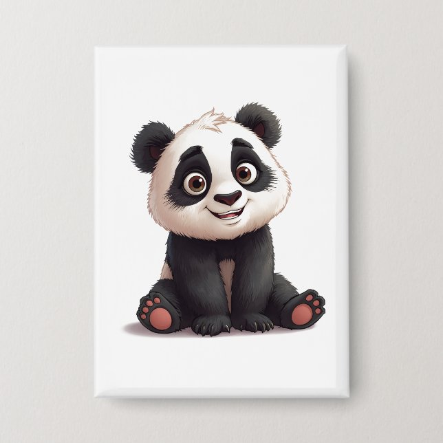 Badge Sitting Panda Bear Cartoon Illustration Artwork (Recto)