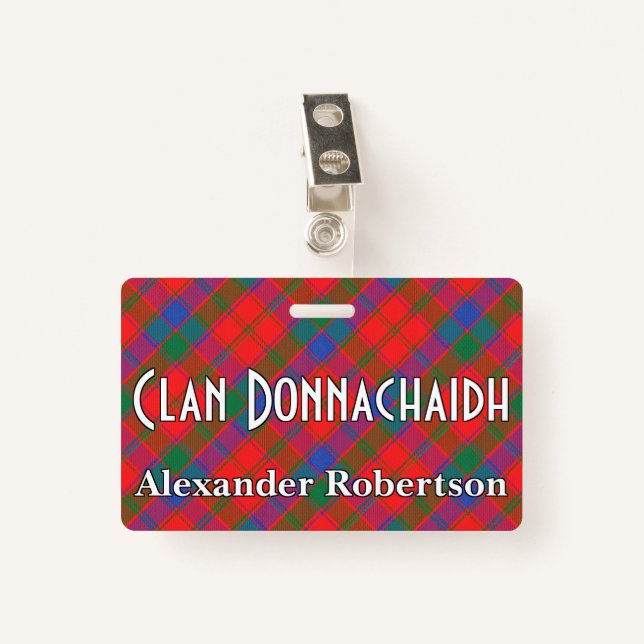 Badge Snappy Clan Donnachaidh Robertson Tartan (Devant avec clip)