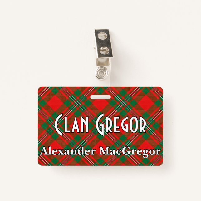 Badge Snappy Clan Gregor MacGregor Tartan (Devant avec clip)