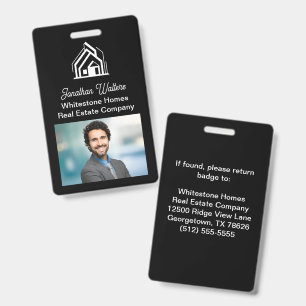 Badge Société Immobilière Noir Blanc Photo de l'Agent Im