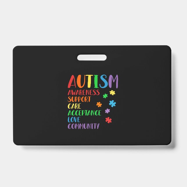 Badge Soutien Acceptation Allié Sensibilisation à l'auti (Avant)