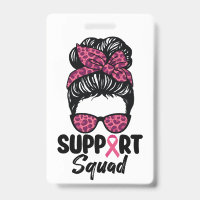 Soutien Squad Messy Bun Pink Warrior Cancer du sei