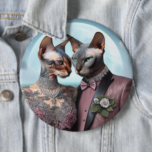 Badge Sphynx Cat Valentine Anniversary 6 Inch Round Button