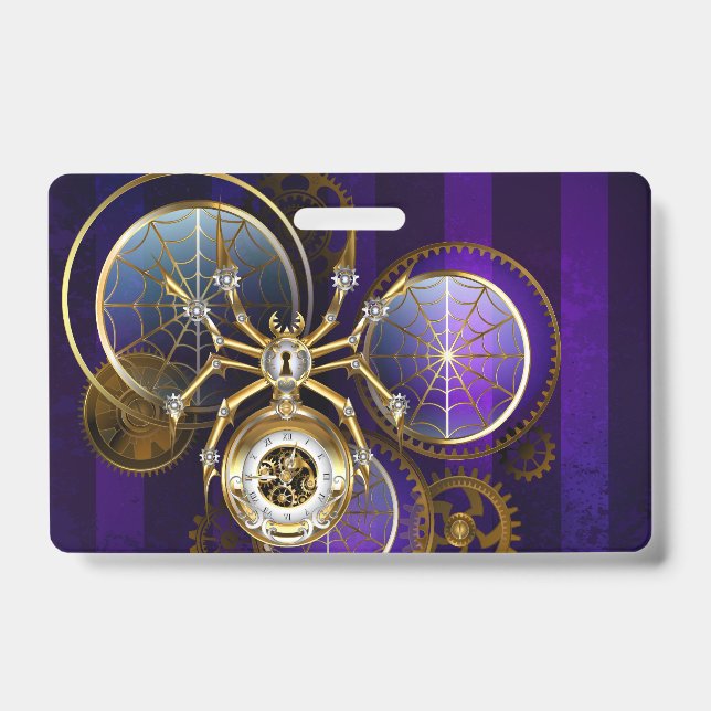 Badge Spider Steampunk sur Arrière - plan pourpre (Front)
