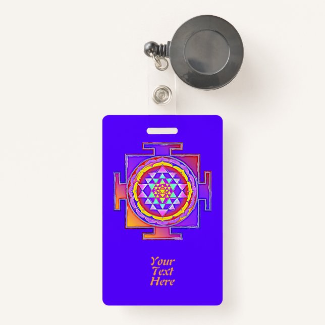 Badge Sri Yantra - Symbole hindouiste Design 1 (Front with Retractable)