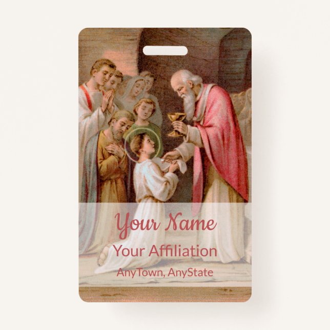 Badge St. Tarcisius recevant l'Eucharistie (BL 02) (Devant)