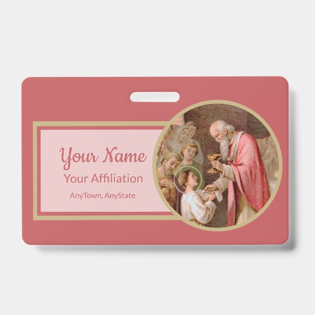 Badge St. Tarcisius recevant l'Eucharistie (BL 02) (Avant)