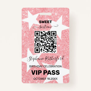 Badge Star Birthday Party VIP PASS Parties scintillant r