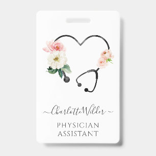 Badge Stéthoscope floral pour assistant de médecin