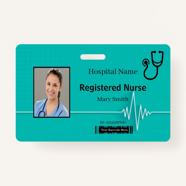 Badge Stethoscope Heartbeat ID photo Médicale (Devant)