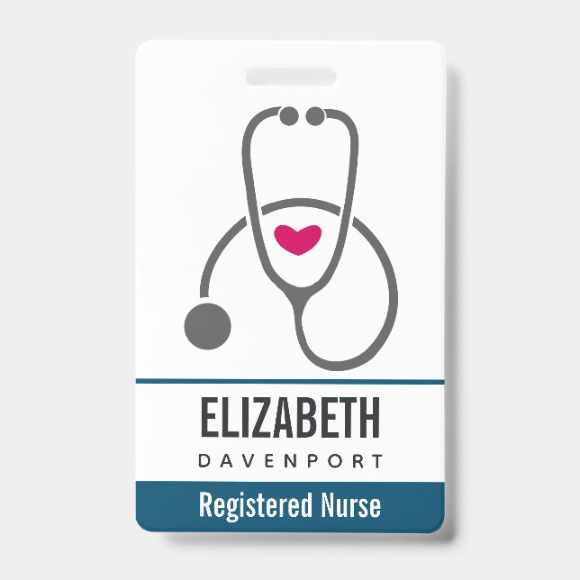 Badge Stéthoscope infirmier gris simple (Avant)